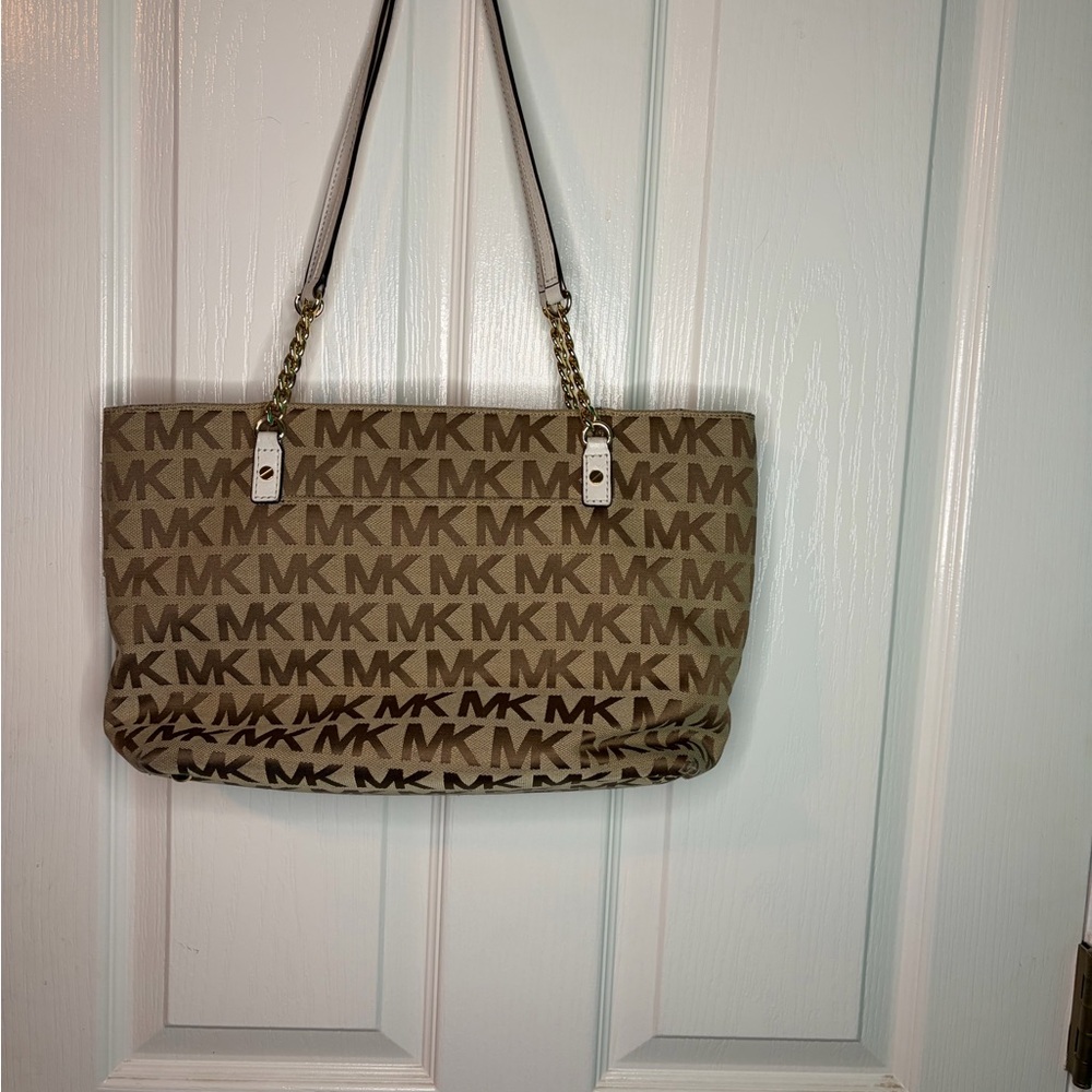 Michael Kors Tan and Brown Logo Tote